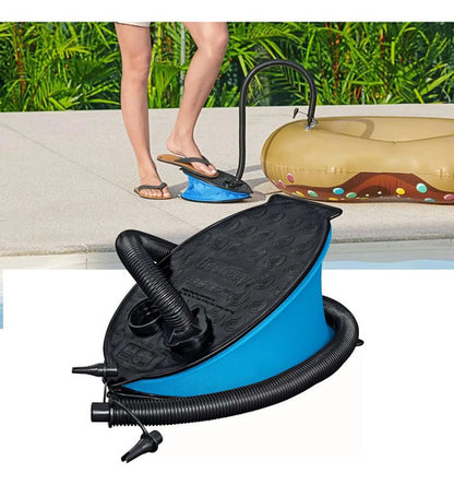 Inflador Pie Manual Colchonetas Inflables Piletas Camping 28 Azul Con Negro