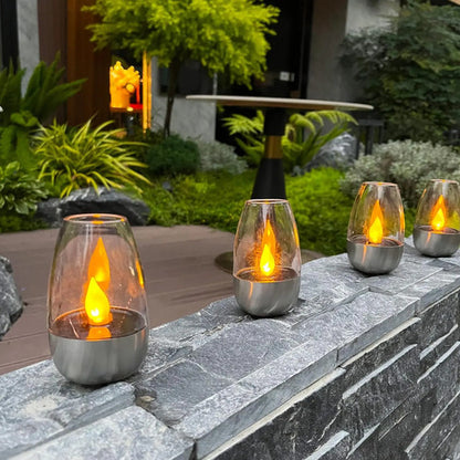 Pack X3 Lampara Solar Led Vela Decorativa Foco Jardin