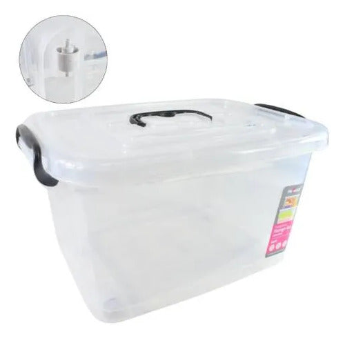 Caja Organizadora Plástica Transparente Tapa 16l Embalaje Blanco