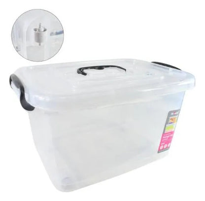 Caja Organizadora Plástica Transparente Tapa 16l Embalaje Blanco