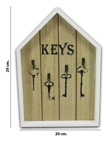 Llavero Porta Llaves Pared De Madera 4 Ganchos Beige