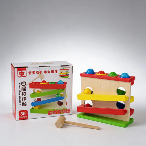 Juegos Didacticos Infantil Madera Martillo Pelotas Habilidad Madera Natural Clara Con Acabados Pulidos