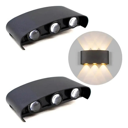 Foco Pared Aplique Exterior Lampara Bidireccional Luminaria Negro / 3 Luces