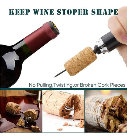 Abridor Botellas Vino Sacacorchos Presion Aire Corta Capsula Negro