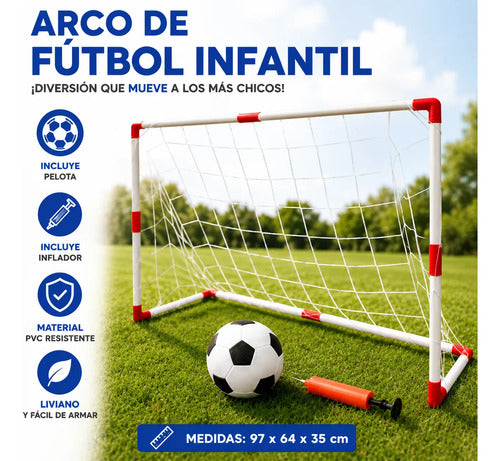 Arco Fútbol Infantil Pvc Pelota Inflador 97x64x35cm Portería Aleatorio