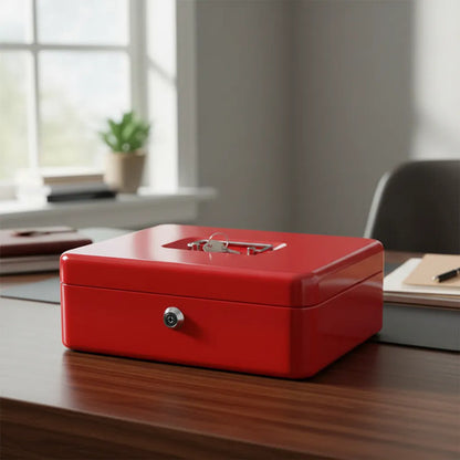 Caja Seguridad Metálica Roja 30x24x9cm Cerradura Llave Rojo