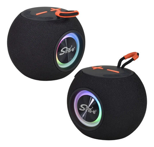 Parlante Bluetooth Portatil Luces Led Usb Tf Aux Radio Fm Negro