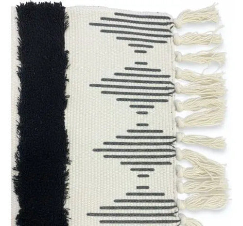 Alfombra Bohemia Decorativa Algodón Flecos Geométrica 140cm 140 M 60 M Aleatorio