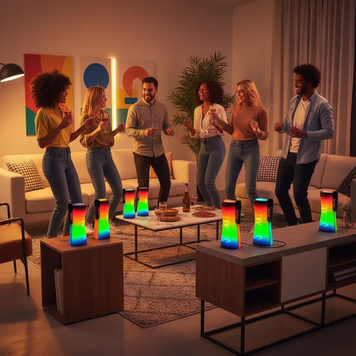 Parlante Bluetooth Portátil 10w Rgb C/micrófono Inalámbrico 5 Colores Segun Stock