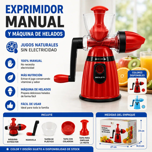 Exprimidor Extractor Manual Manivela Jugo Fruta Cocina Aleatorio 0