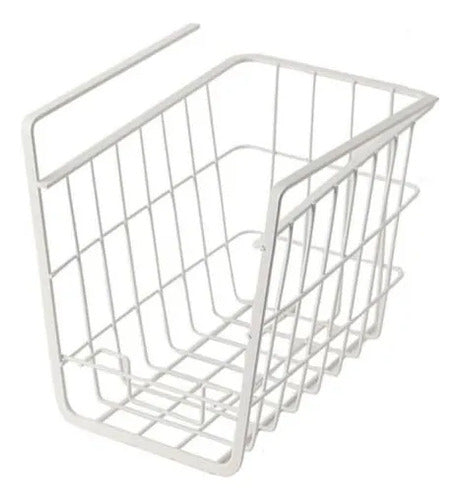 Estante Canasto Metal Colgante Organizador 25x21x20cm Blanco