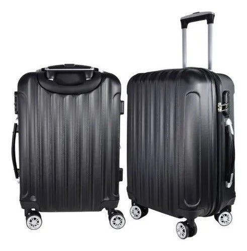 Valija Viaje Mediana Rigida Expandible 4 Ruedas 360 25 PuLG Negro Rayas