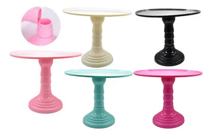 Soporte Base Para Torta Plástico Repostería 32cm Desmontable Fucsia
