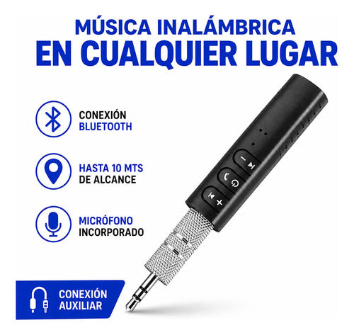 Receptor Adaptador Audio Bluetooth Aux 3.5mm Auto Parlante