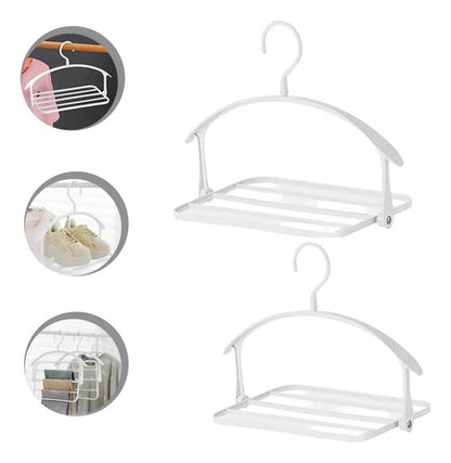 Set X2 Percha Ropa Plegable Organizar Prendas Blanca