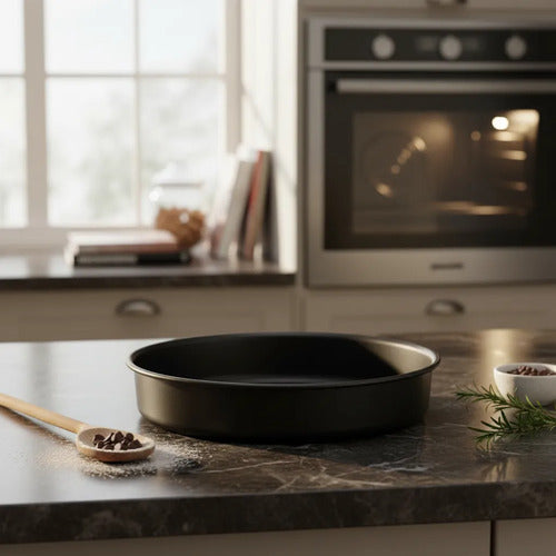 Molde Hornear Asadera 26cm Redondo Antiadherente Cocina Negro