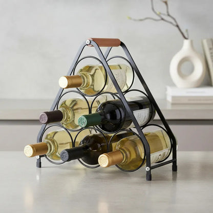 Soporte Botellas De Vino En Hierro Botellero Rack Para 6 Negro