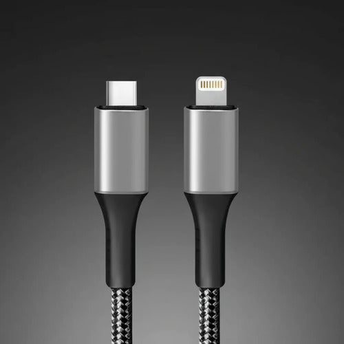 Cable Usb Tipo C A Ios Reforzado Carga Y Datos 1 Metro Nylon Gris