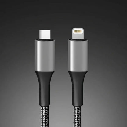 Cable Usb Tipo C A Ios Reforzado Carga Y Datos 1 Metro Nylon Gris