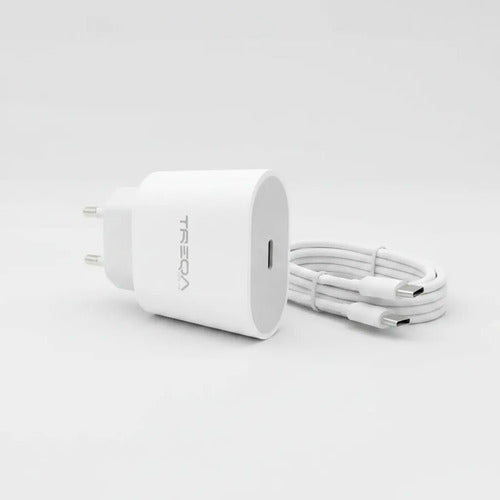 Cargador Usb Carga Rapida Tipo C Cable C A C Celular Tablet Blanco
