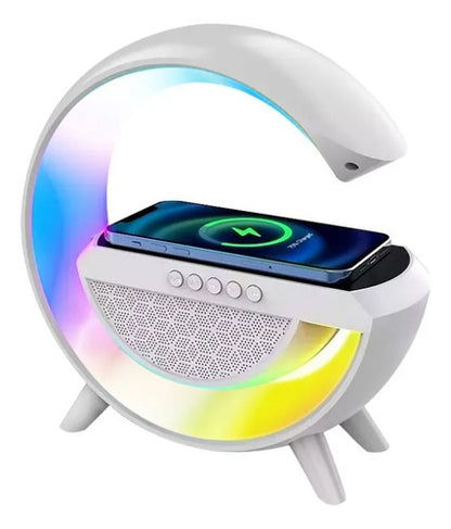 Parlante Bluetooth Cargador Inalámbrico Usb Rgb 15w Blanco O Negro Segun Stock