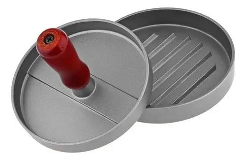 Molde Prensa Hamburguesa Aluminio Mango Madera Antiadherente Aluminio