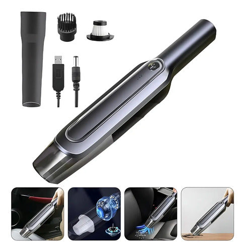 Aspiradora Mini Inalambrica Portatil Recargable Auto Hogar Negro