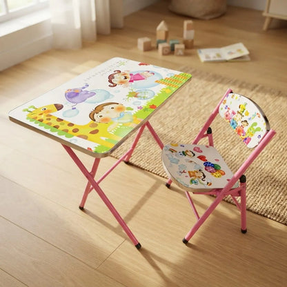Set Mesa Silla Infantil Plegable Ajustable Diseño 60x40cm Rosa
