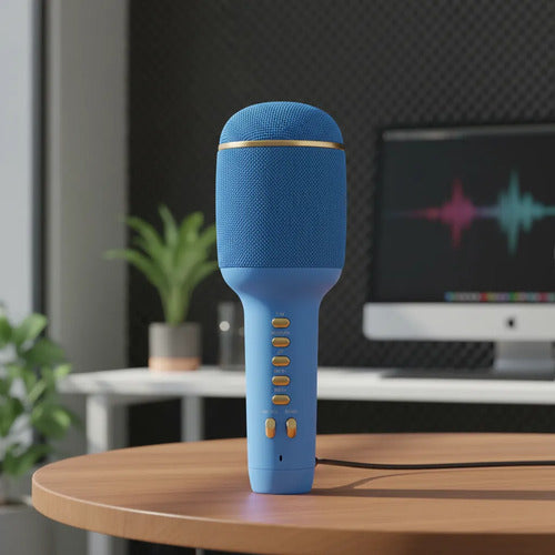 Micrófono Karaoke Inalámbrico Bluetooth Altavoz 5w Tws Azul