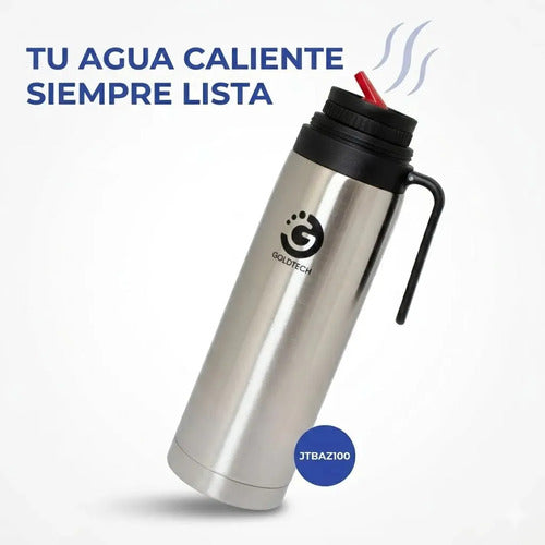 Termo Media Manija 1 L Acero Inoxidable Pico Cebador Plateado