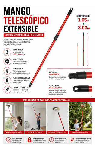 Mango Telescópico Extensible Multiuso Metal 1.65 A 3m