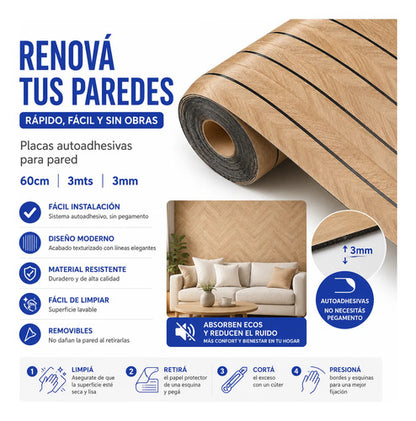 Placa Autoadhesiva Pared Revestimiento 3d Vinilo Decorativo Aleatorio