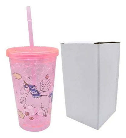 Vaso Infantil Acrílico Unicornio Sorbito 450ml Rosado Rosa