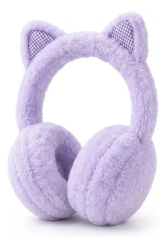 Auriculares Inalámbricos Peluche Orejas Gato V5.3 Lila Violeta