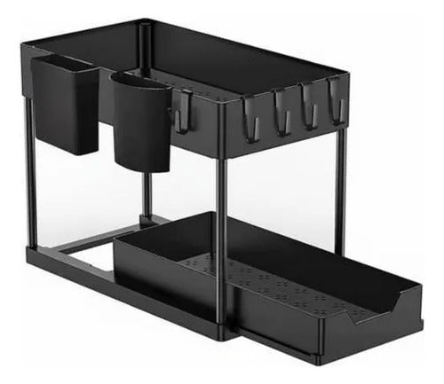Estante Organizador Multiuso Cocina Baño 2 Niveles Zapateras Negro