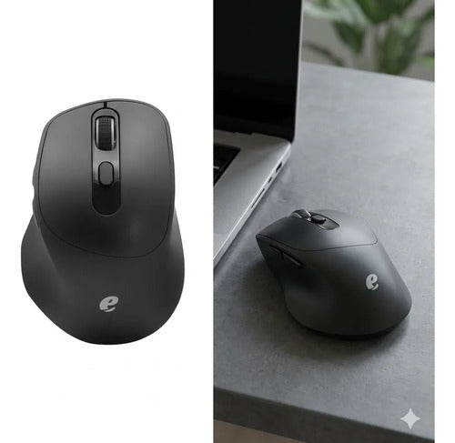 Mouse Bluetooth 2.4g Recargable 1600 Dpi Ergonomico Usb C Negro
