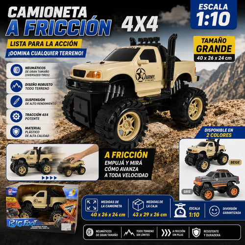 Camioneta 4x4 Todoterreno A Fricción Todoterreno Escala 1:10 Beige