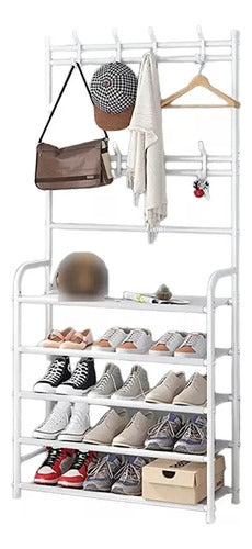 Organizador Zapatos Zapatero Botinero Con Perchero Ganchos Mueble De 4 Niveles Ancho 80cm Color Blanco Levys Bazar
