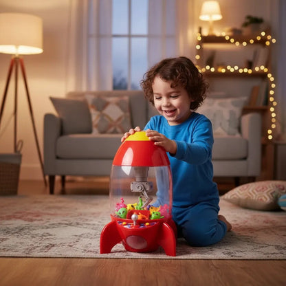Máquina Garra Cohete Infantil Luces Sonido Premios Juguete Rojo