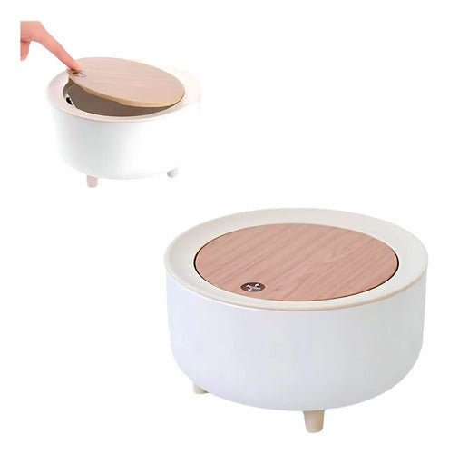 Mini Papelera Con Tapa A Presion Cesto Basura Living Cocina Blanco