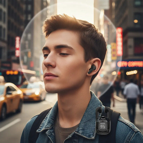 Auricular Bluetooth Táctil Display Colores Funda Silicona Negro