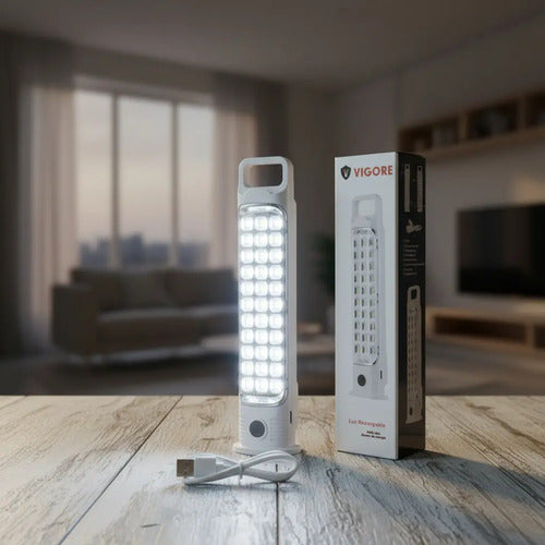 X2 Luz De Emergencia Recargable Foco Lampara Led Linterna Blanco