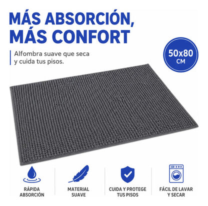 Alfombra Absorbente Suave Poliéster Baño 50x80 Cm Carpetas Gris