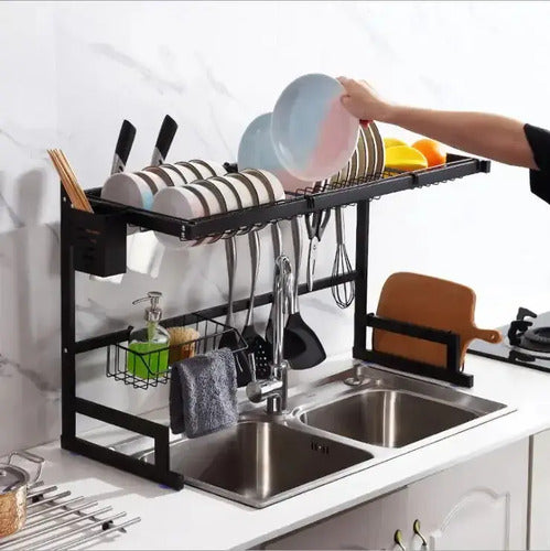 Escurridor Cocina Cubiertos Pileta Platos Metal Negro Negro