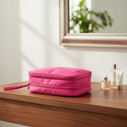 Neceser Maquillaje 2 Niveles Organizador Bolso Estuche 23cm Fucsia