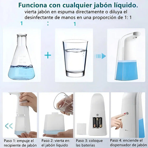 Dispensador Automatico Jabon Espuma Sensor Infrarrojo Baño Blanco