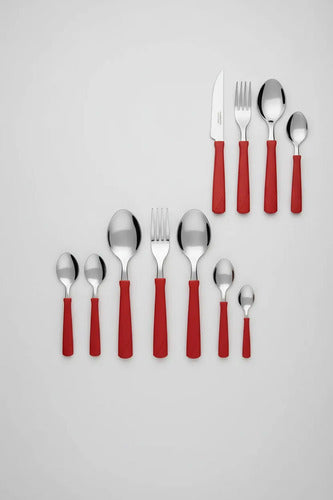 Set Juego De Cubiertos Pack X24 Piezas Pote Acero Inoxidable Azul