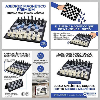 Ajedrez Magnetico Plegable Tablero Fichas Abs Juego De Mesa
