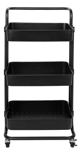 Carro Organizador Almacenamiento Metálico C/ruedas 3 Niveles Color Negro