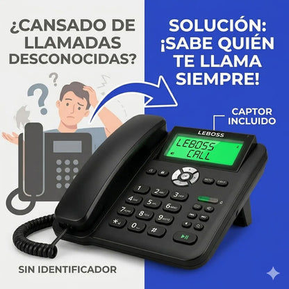 Telefono Fijo Pantalla Manos Libres Identificador Llamada Blanco